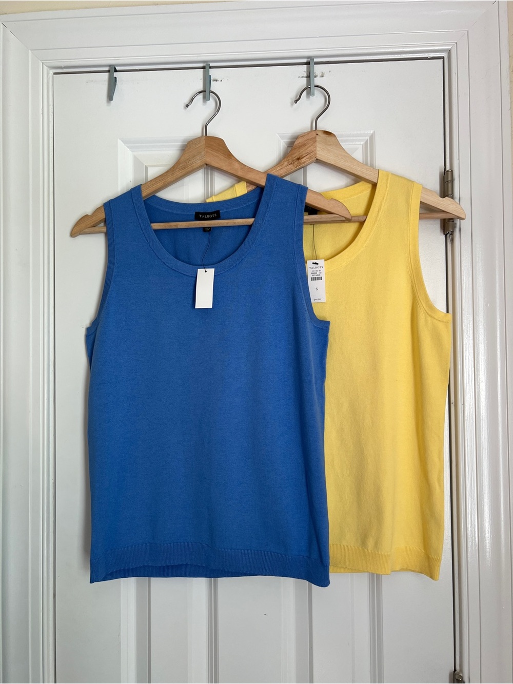 Talbots Duo Blue and Yellow Soft Sleeveless Knit Tops NWT